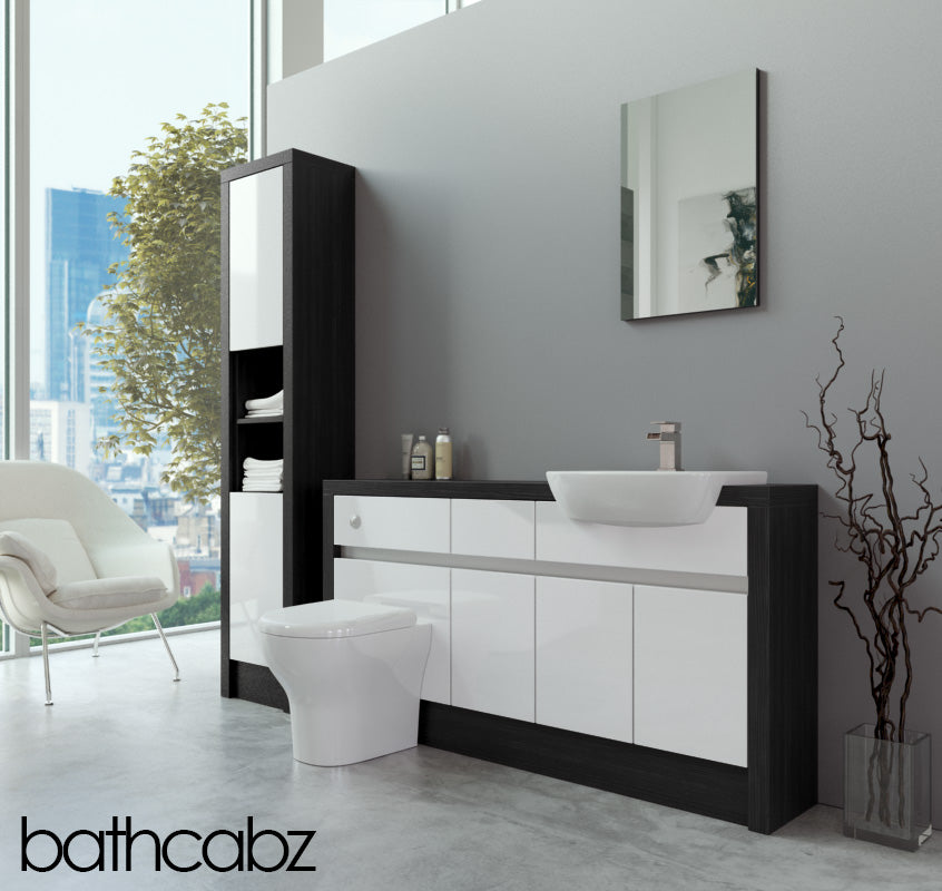 SIDONA HACIENDA BLACK BASE & TALL UNIT BATHROOM FITTED FURNITURE