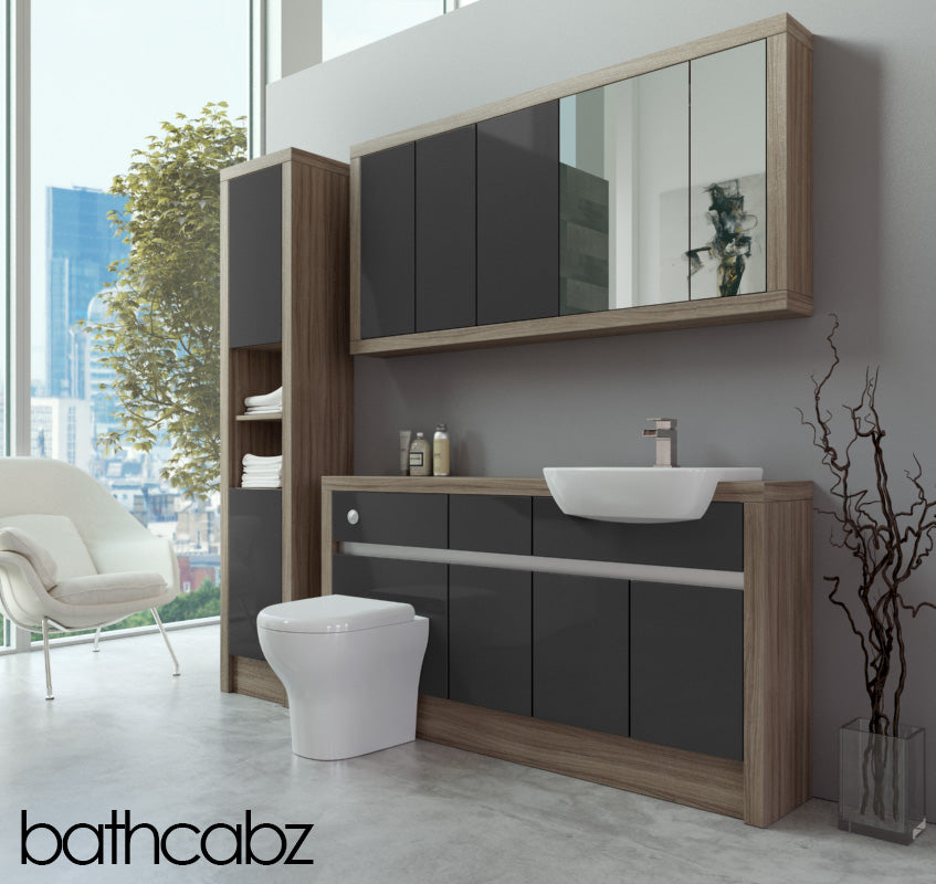 SIDONA DRIFTWOOD BASE, WALL & TALL UNIT BATHROOM FITTED FURNITURE