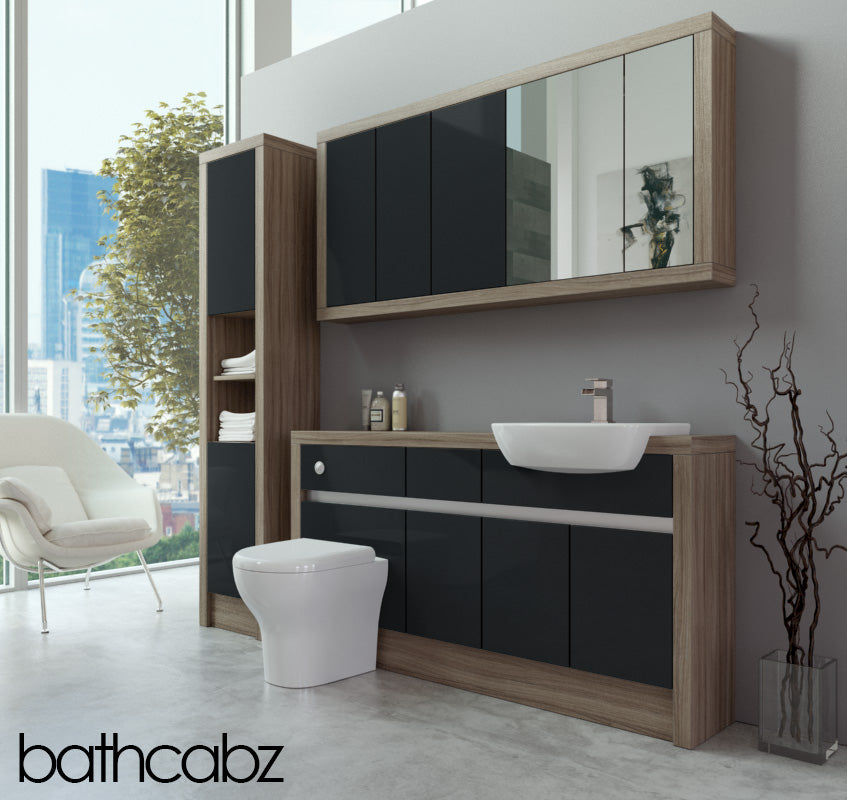 SIDONA DRIFTWOOD BASE, WALL & TALL UNIT BATHROOM FITTED FURNITURE