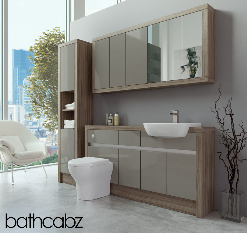 SIDONA DRIFTWOOD BASE, WALL & TALL UNIT BATHROOM FITTED FURNITURE