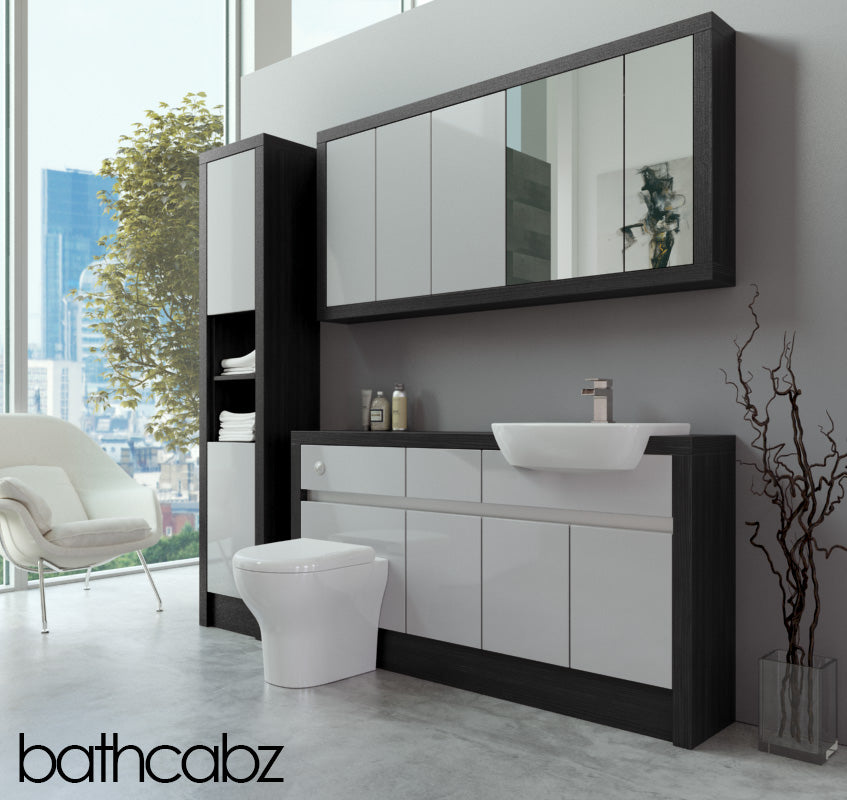 SIDONA HACIENDA BLACK BASE, WALL & TALL UNIT BATHROOM FITTED FURNITURE