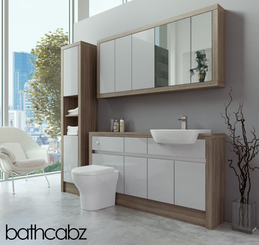 SIDONA DRIFTWOOD BASE, WALL & TALL UNIT BATHROOM FITTED FURNITURE