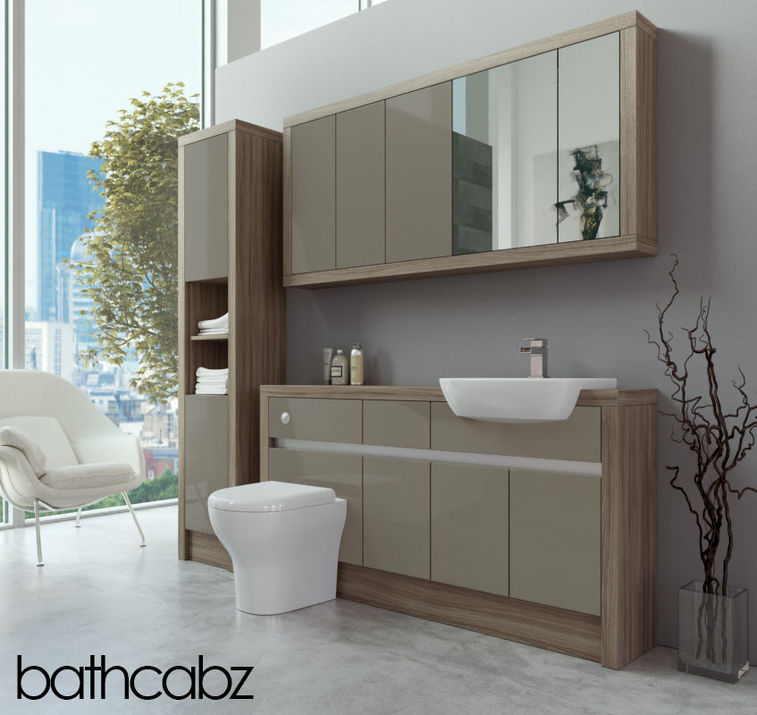 SIDONA DRIFTWOOD BASE, WALL & TALL UNIT BATHROOM FITTED FURNITURE