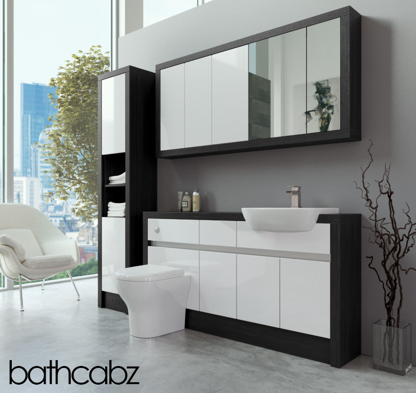 SIDONA HACIENDA BLACK BASE, WALL & TALL UNIT BATHROOM FITTED FURNITURE