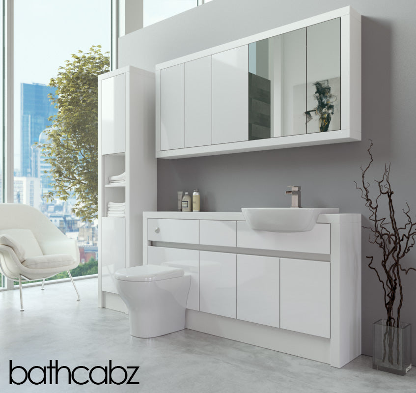 SIDONA WHITE MATT BASE, WALL & TALL UNIT BATHROOM FITTED FURNITURE