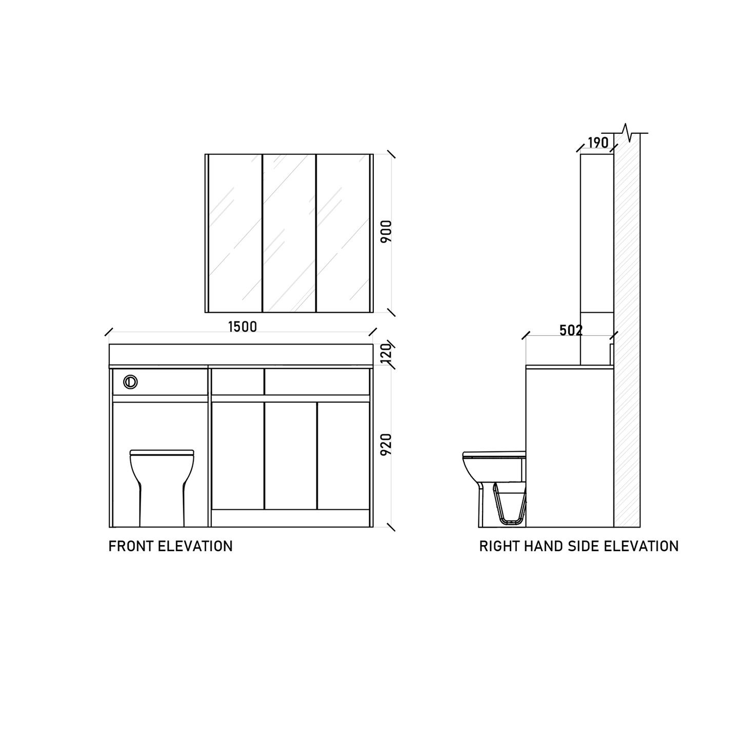 1500mm Set - Dimensions