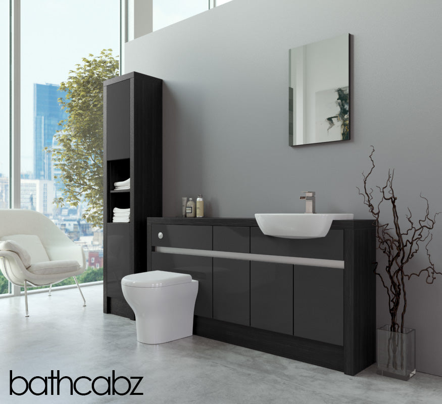 SIDONA HACIENDA BLACK BASE & TALL UNIT BATHROOM FITTED FURNITURE