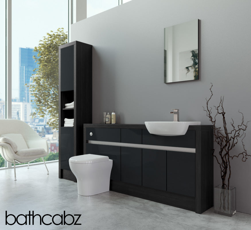 SIDONA HACIENDA BLACK BASE & TALL UNIT BATHROOM FITTED FURNITURE
