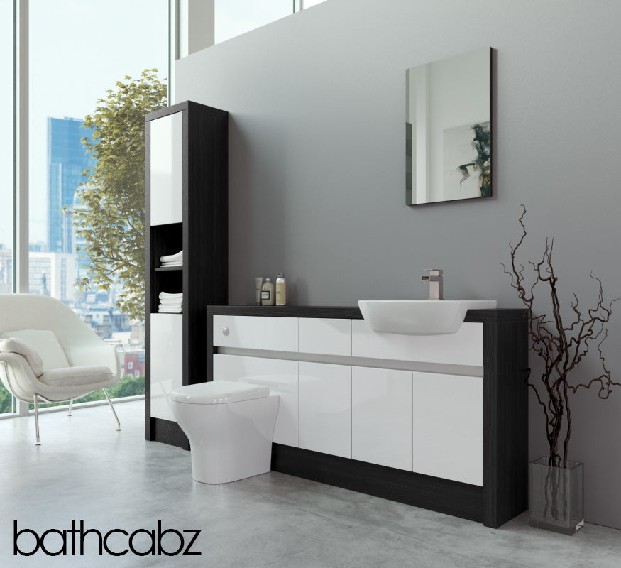 SIDONA HACIENDA BLACK BASE & TALL UNIT BATHROOM FITTED FURNITURE
