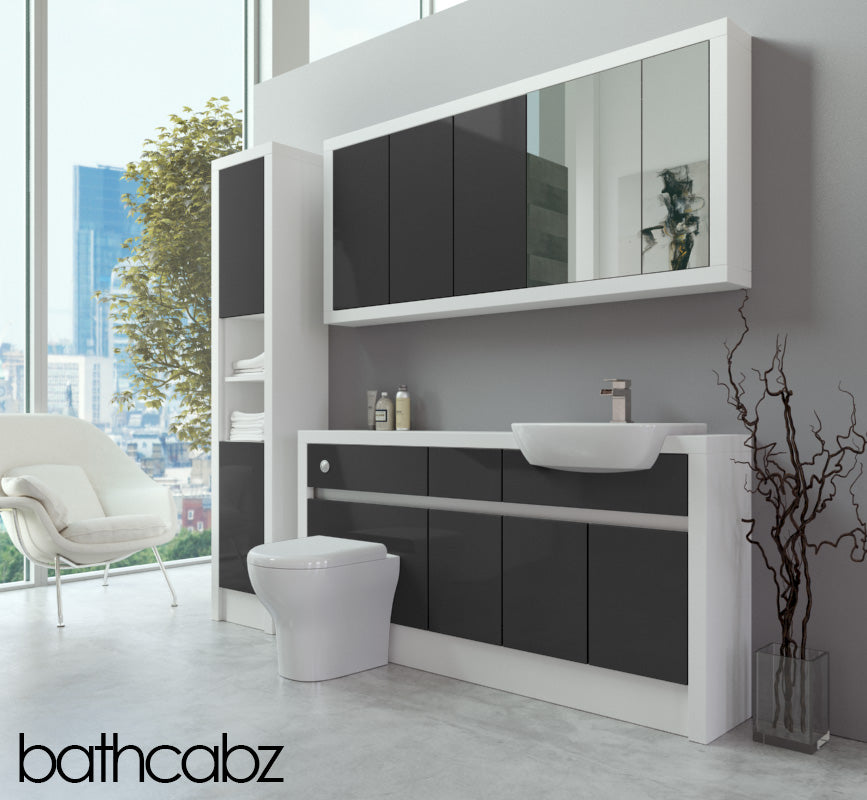 SIDONA WHITE MATT BASE, WALL & TALL UNIT BATHROOM FITTED FURNITURE