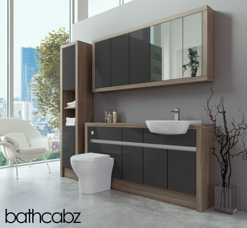 SIDONA DRIFTWOOD BASE, WALL & TALL UNIT BATHROOM FITTED FURNITURE