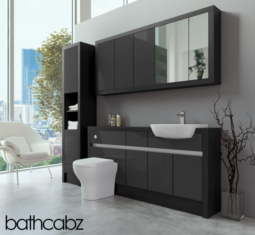 SIDONA HACIENDA BLACK BASE, WALL & TALL UNIT BATHROOM FITTED FURNITURE