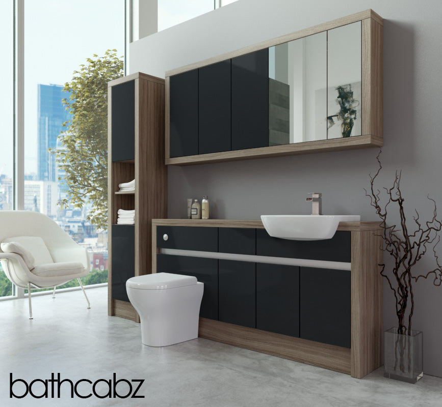 SIDONA DRIFTWOOD BASE, WALL & TALL UNIT BATHROOM FITTED FURNITURE