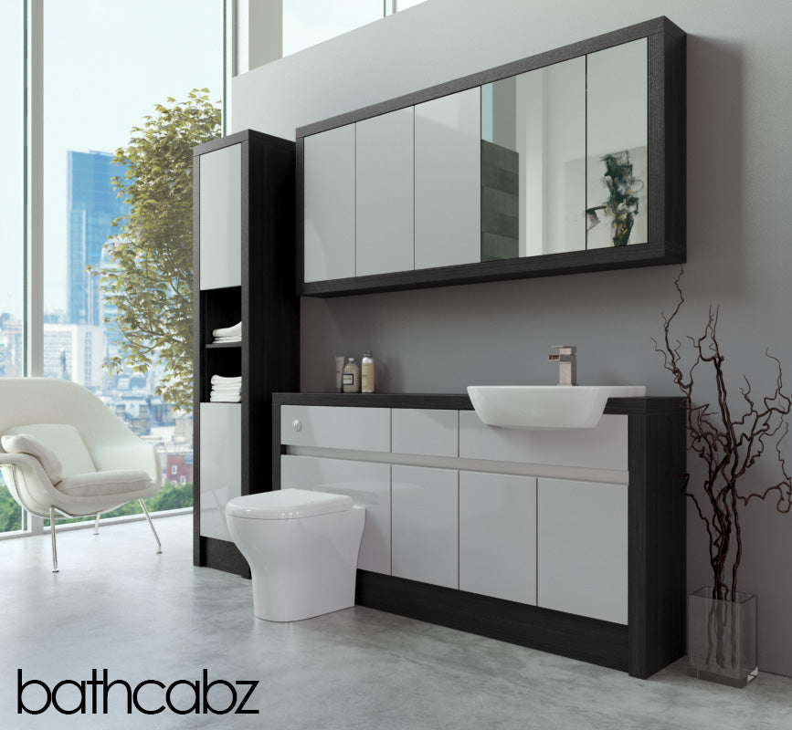 SIDONA HACIENDA BLACK BASE, WALL & TALL UNIT BATHROOM FITTED FURNITURE