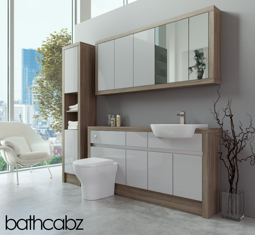 SIDONA DRIFTWOOD BASE, WALL & TALL UNIT BATHROOM FITTED FURNITURE