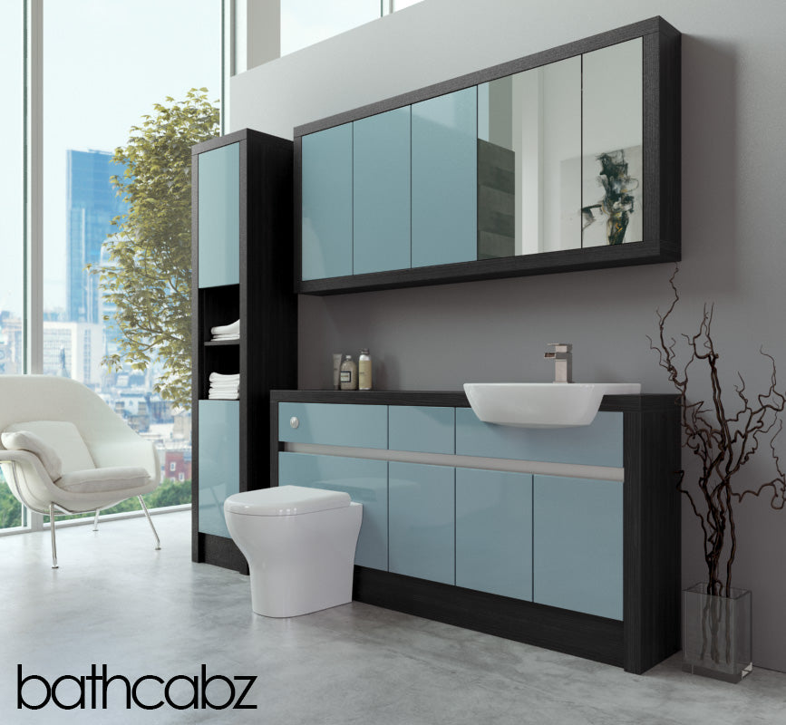SIDONA HACIENDA BLACK BASE, WALL & TALL UNIT BATHROOM FITTED FURNITURE