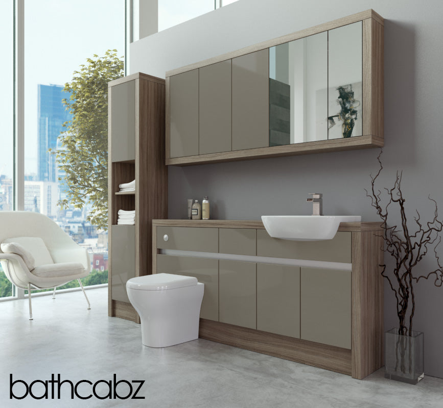 SIDONA DRIFTWOOD BASE, WALL & TALL UNIT BATHROOM FITTED FURNITURE