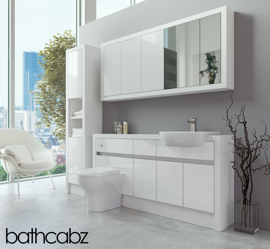 SIDONA WHITE MATT BASE, WALL & TALL UNIT BATHROOM FITTED FURNITURE