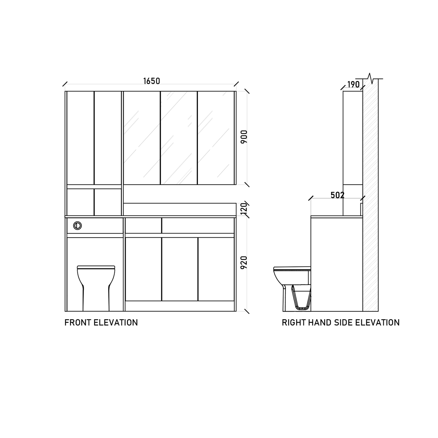 1650mm Set - Dimensions