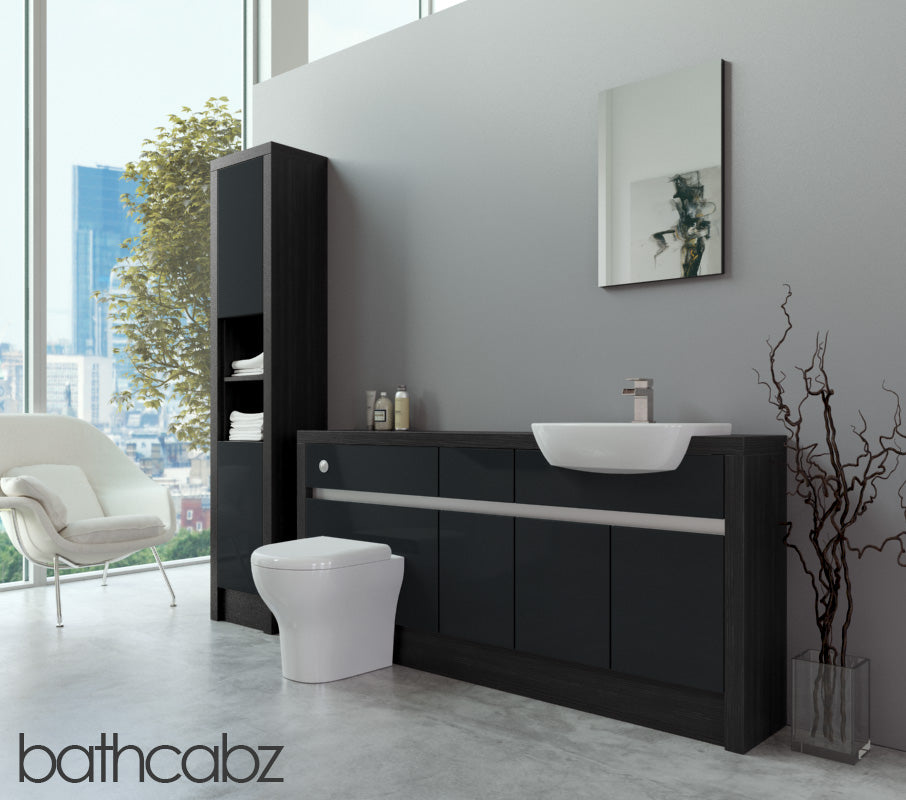 SIDONA HACIENDA BLACK BASE & TALL UNIT BATHROOM FITTED FURNITURE