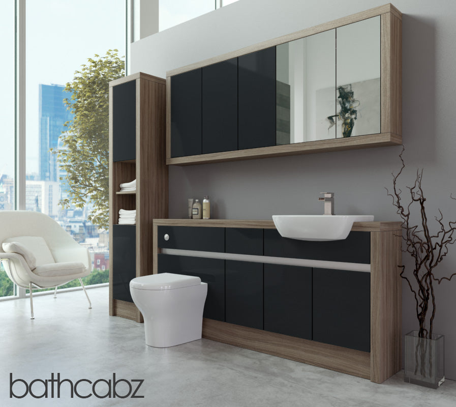 SIDONA DRIFTWOOD BASE, WALL & TALL UNIT BATHROOM FITTED FURNITURE