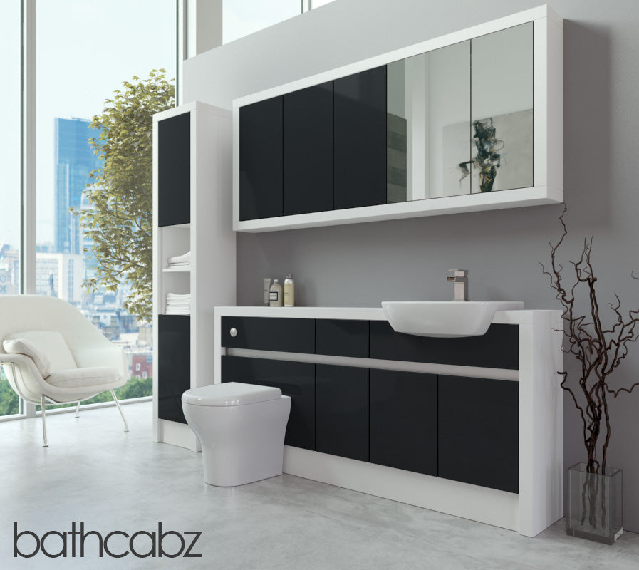 SIDONA WHITE MATT BASE, WALL & TALL UNIT BATHROOM FITTED FURNITURE