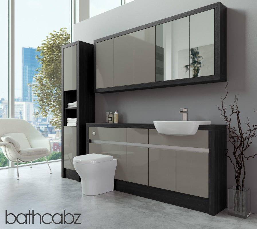 SIDONA HACIENDA BLACK BASE, WALL & TALL UNIT BATHROOM FITTED FURNITURE