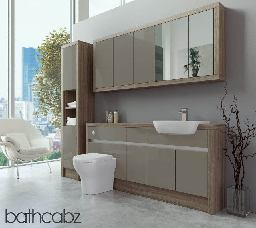 SIDONA DRIFTWOOD BASE, WALL & TALL UNIT BATHROOM FITTED FURNITURE