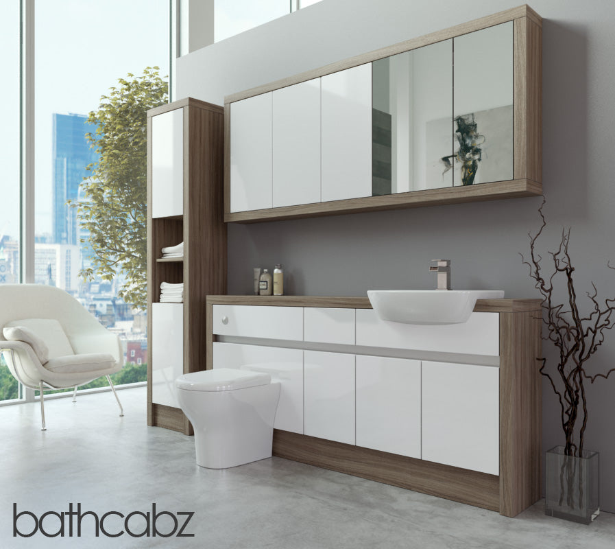 SIDONA DRIFTWOOD BASE, WALL & TALL UNIT BATHROOM FITTED FURNITURE