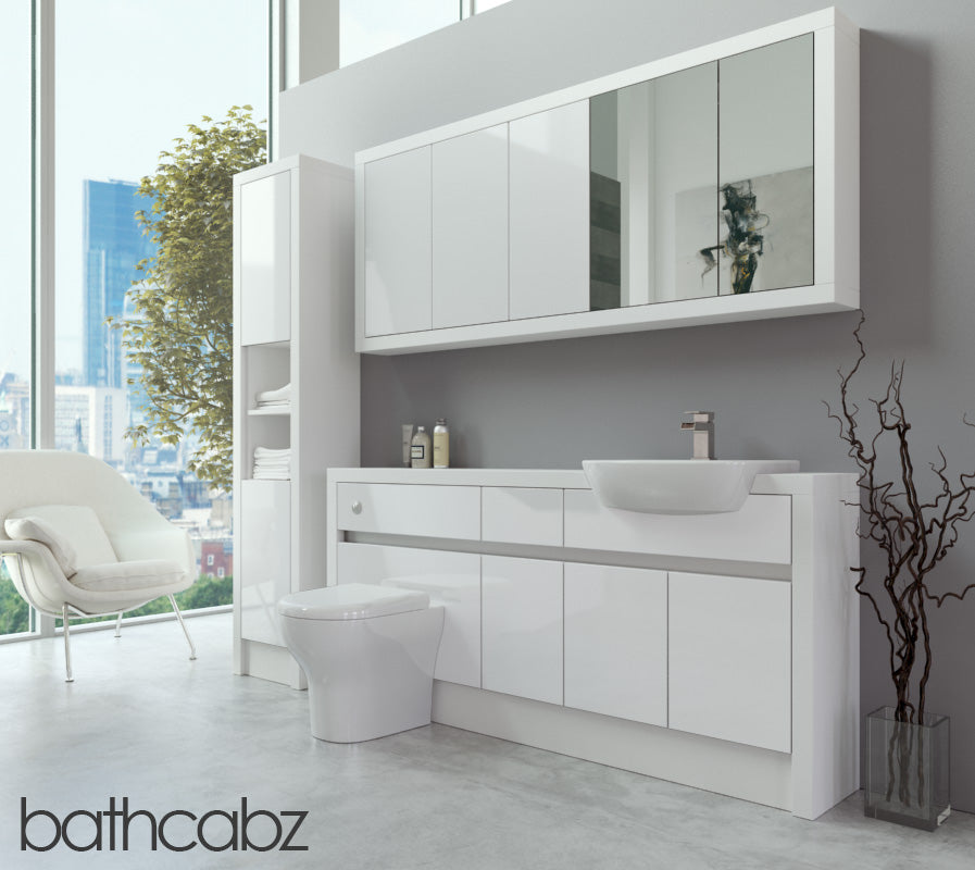 SIDONA WHITE MATT BASE, WALL & TALL UNIT BATHROOM FITTED FURNITURE