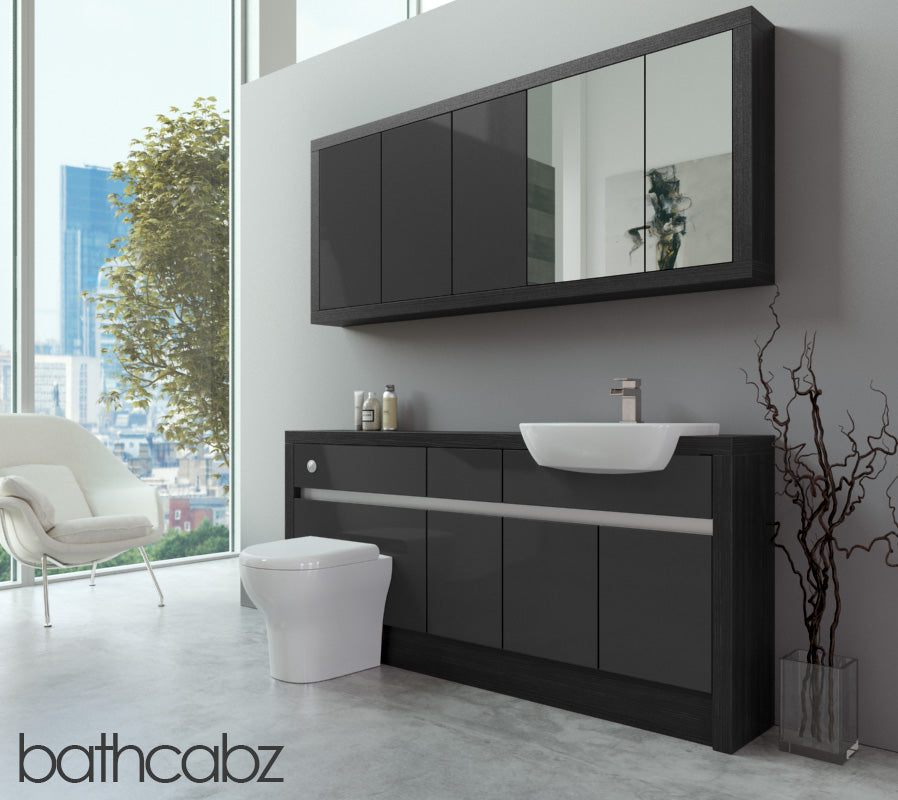 SIDONA HACIENDA BLACK BASE & WALL UNITS BATHROOM FITTED FURNITURE