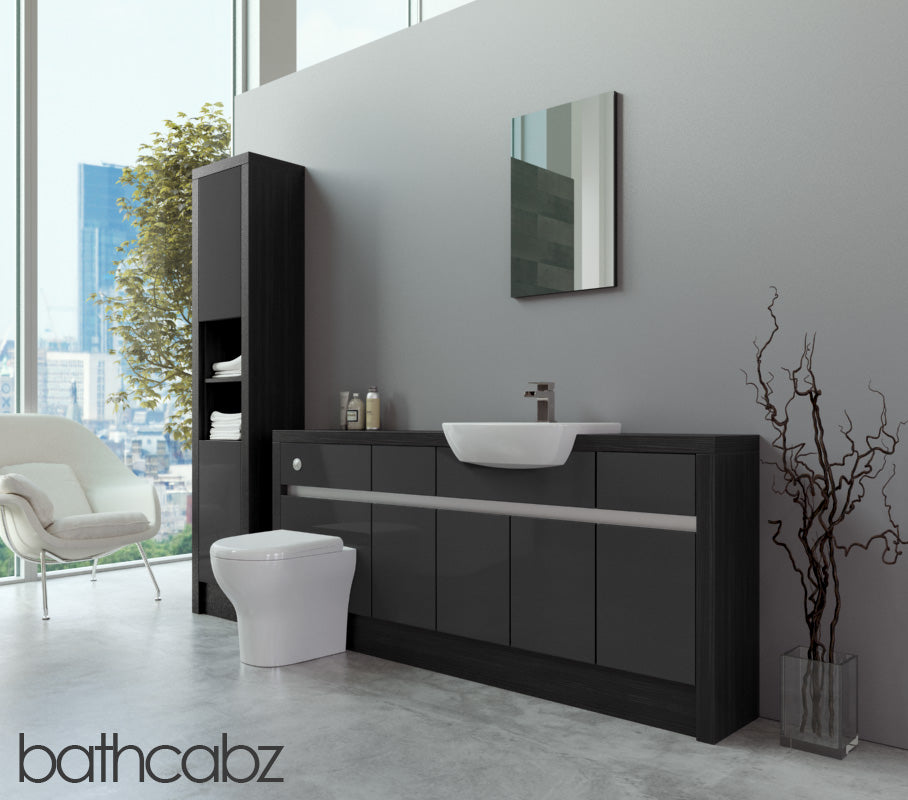 SIDONA HACIENDA BLACK BASE & TALL UNIT BATHROOM FITTED FURNITURE