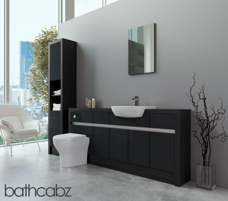 SIDONA HACIENDA BLACK BASE & TALL UNIT BATHROOM FITTED FURNITURE