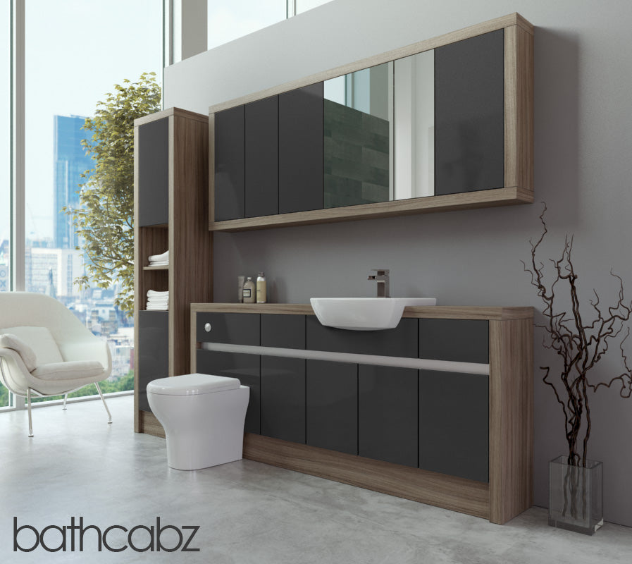 SIDONA DRIFTWOOD BASE, WALL & TALL UNIT BATHROOM FITTED FURNITURE