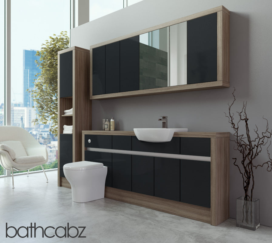 SIDONA DRIFTWOOD BASE, WALL & TALL UNIT BATHROOM FITTED FURNITURE