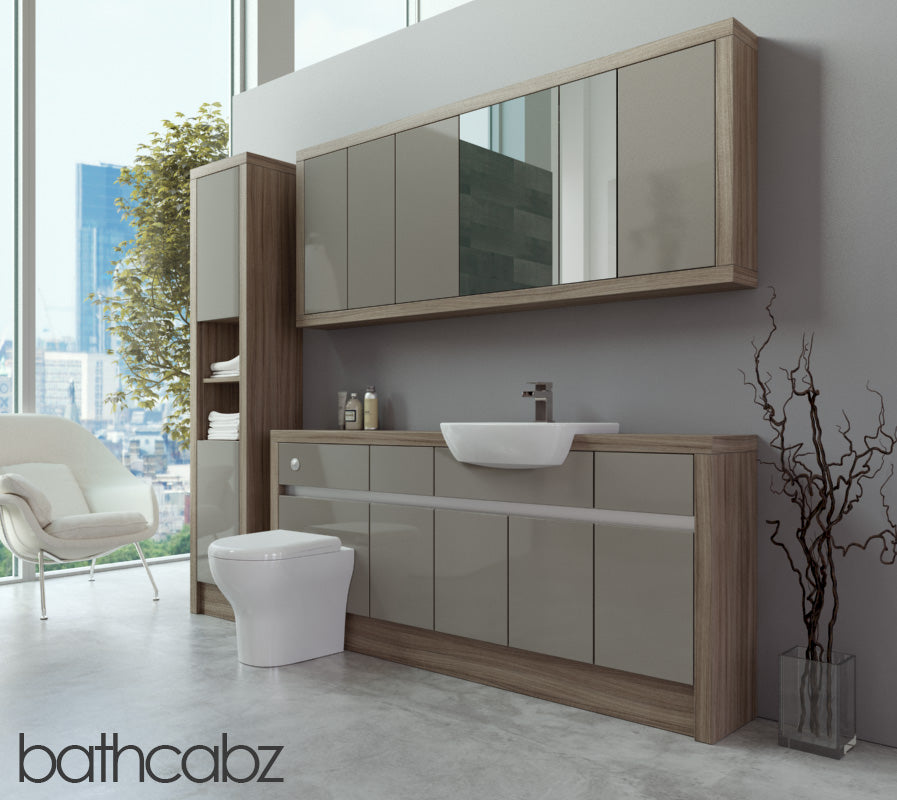 SIDONA DRIFTWOOD BASE, WALL & TALL UNIT BATHROOM FITTED FURNITURE