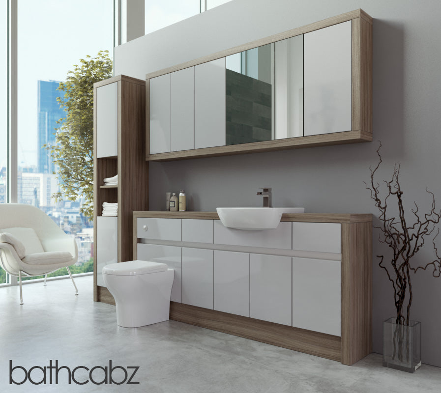 SIDONA DRIFTWOOD BASE, WALL & TALL UNIT BATHROOM FITTED FURNITURE