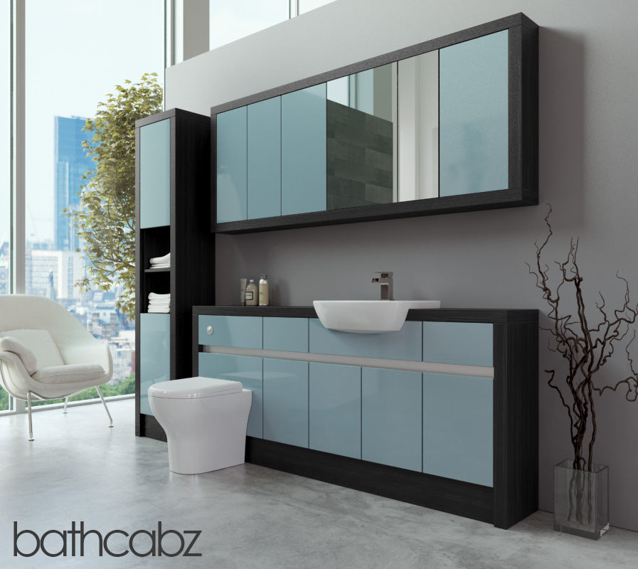 SIDONA HACIENDA BLACK BASE, WALL & TALL UNIT BATHROOM FITTED FURNITURE