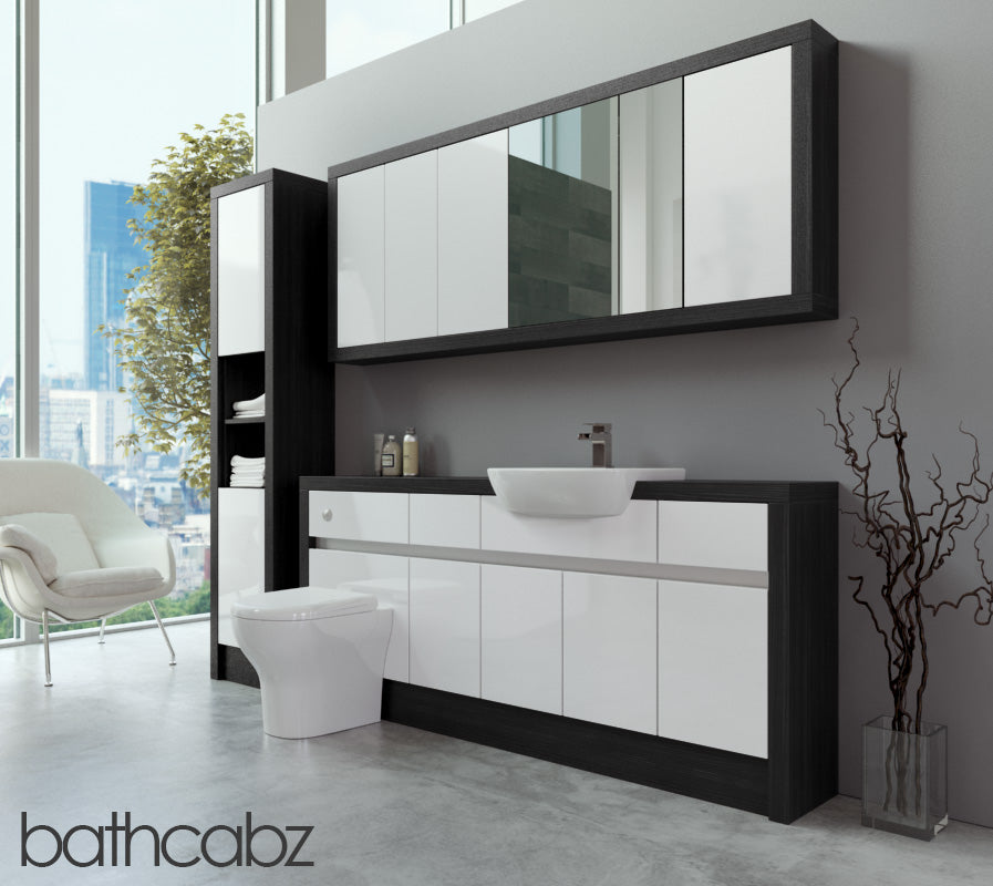 SIDONA HACIENDA BLACK BASE, WALL & TALL UNIT BATHROOM FITTED FURNITURE