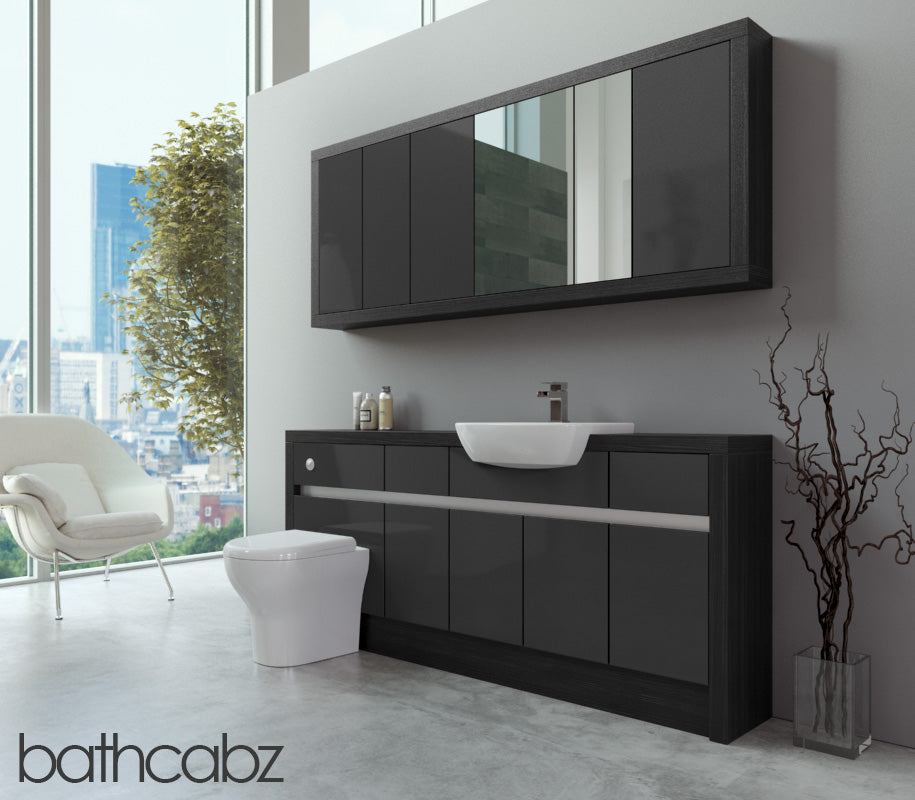 SIDONA HACIENDA BLACK BASE & WALL UNITS BATHROOM FITTED FURNITURE