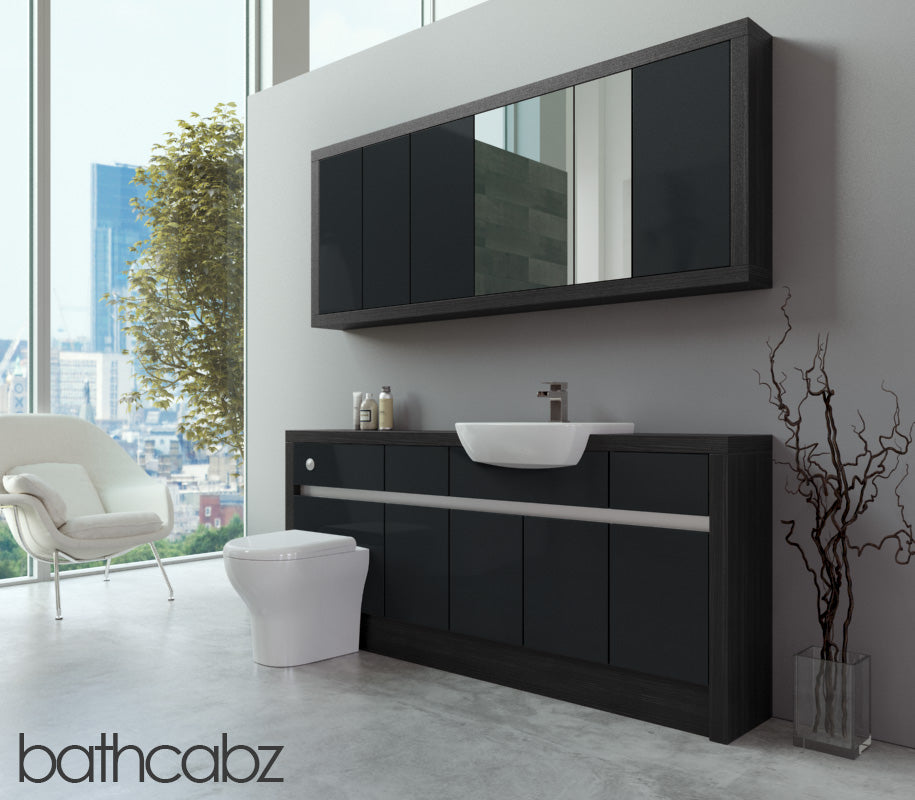 SIDONA HACIENDA BLACK BASE & WALL UNITS BATHROOM FITTED FURNITURE