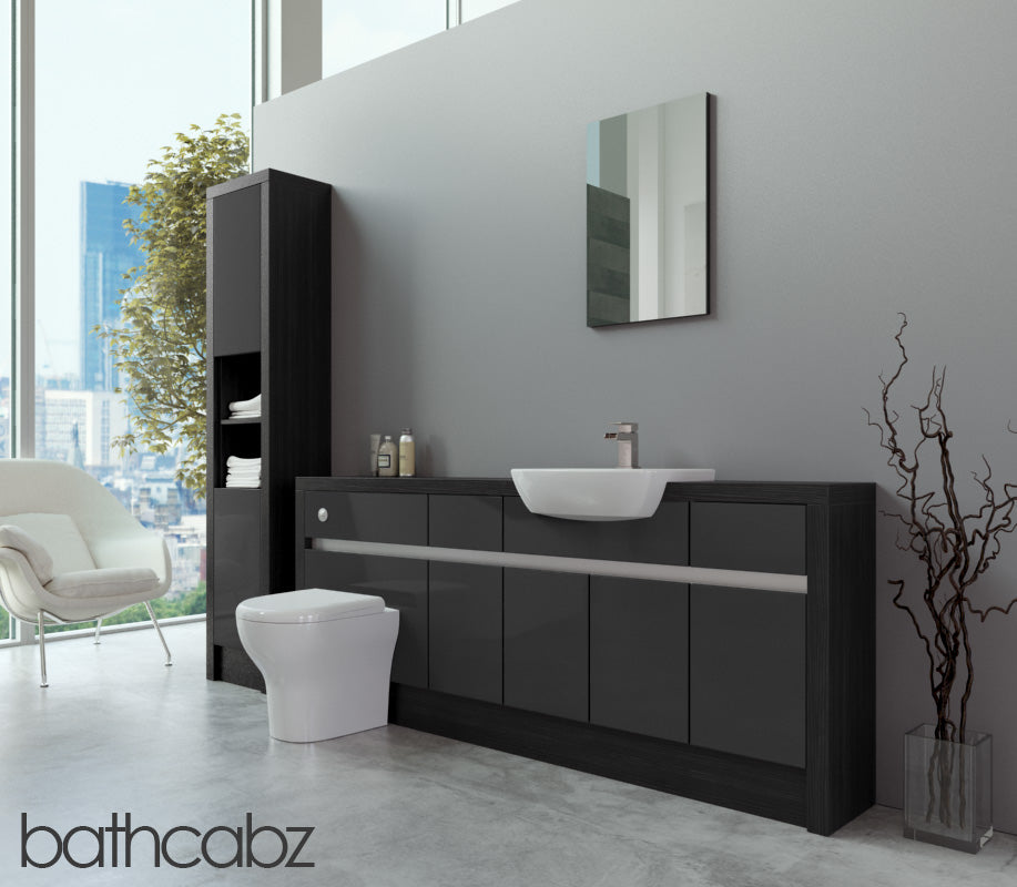 SIDONA HACIENDA BLACK BASE & TALL UNIT BATHROOM FITTED FURNITURE