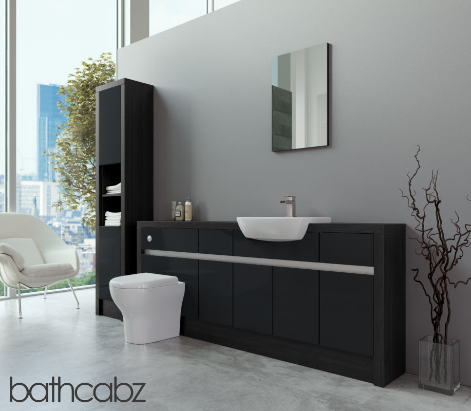 SIDONA HACIENDA BLACK BASE & TALL UNIT BATHROOM FITTED FURNITURE