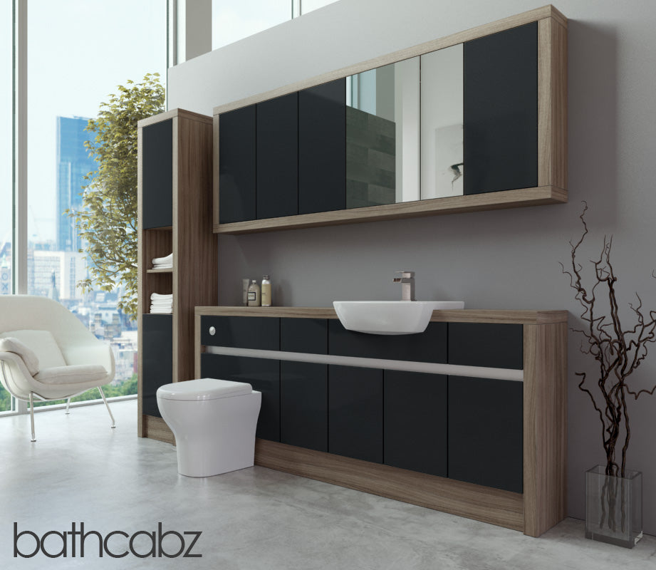 SIDONA DRIFTWOOD BASE, WALL & TALL UNIT BATHROOM FITTED FURNITURE