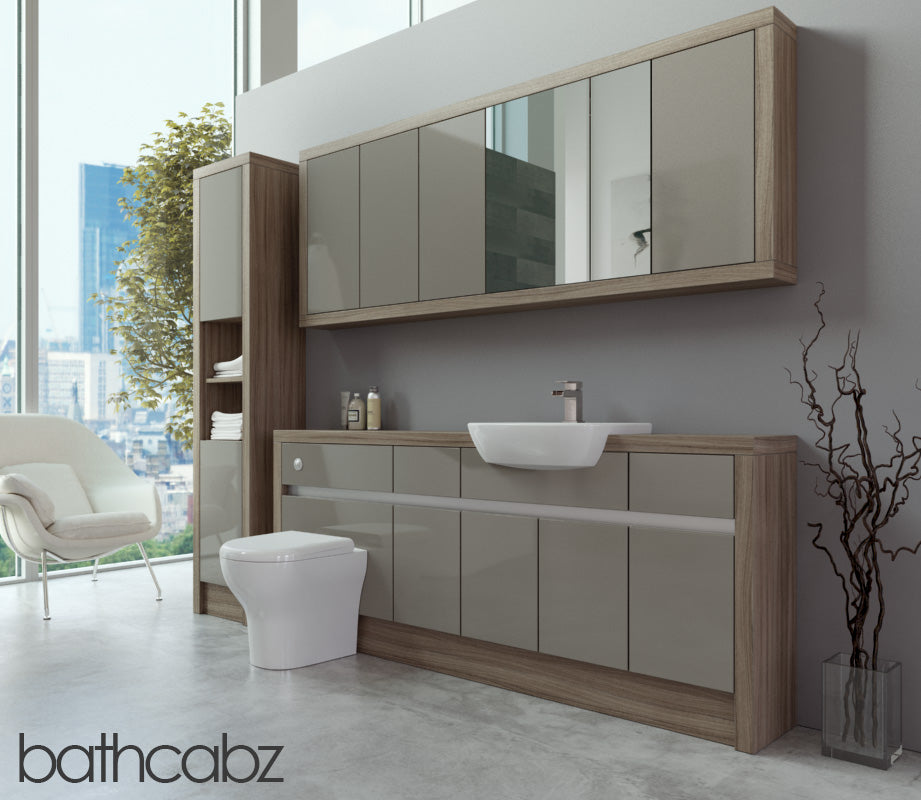 SIDONA DRIFTWOOD BASE, WALL & TALL UNIT BATHROOM FITTED FURNITURE