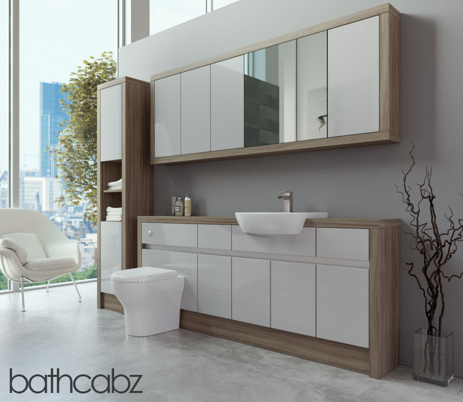 SIDONA DRIFTWOOD BASE, WALL & TALL UNIT BATHROOM FITTED FURNITURE