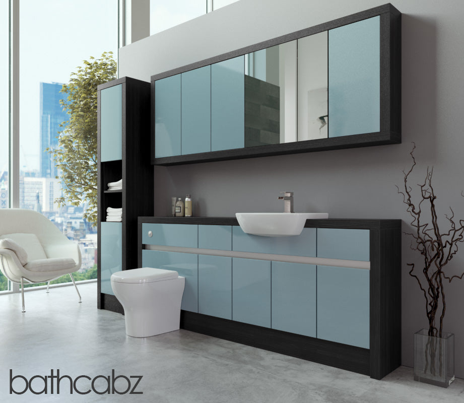 SIDONA HACIENDA BLACK BASE, WALL & TALL UNIT BATHROOM FITTED FURNITURE