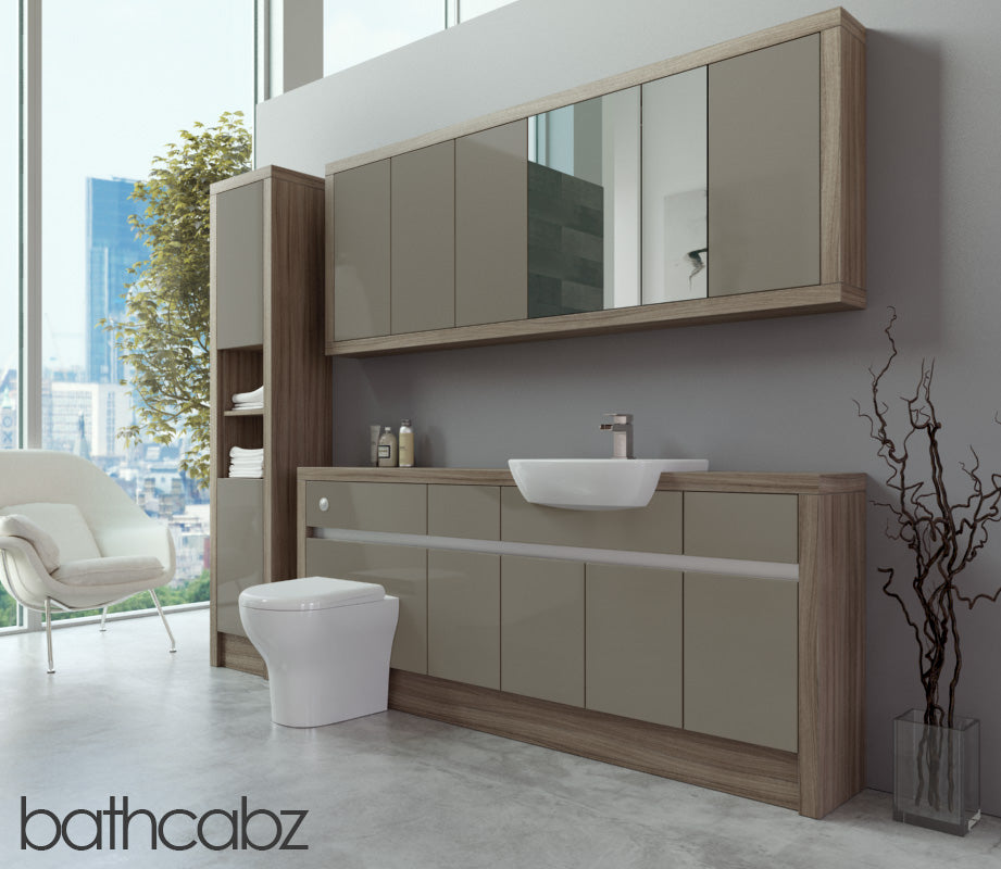 SIDONA DRIFTWOOD BASE, WALL & TALL UNIT BATHROOM FITTED FURNITURE