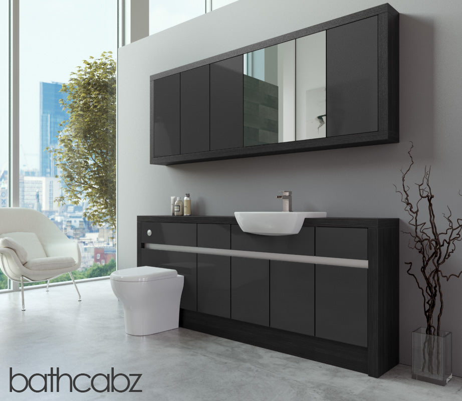 SIDONA HACIENDA BLACK BASE & WALL UNITS BATHROOM FITTED FURNITURE