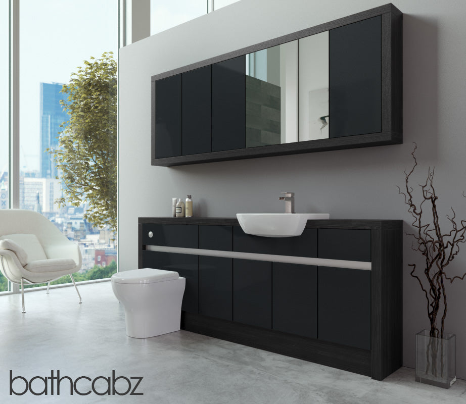SIDONA HACIENDA BLACK BASE & WALL UNITS BATHROOM FITTED FURNITURE